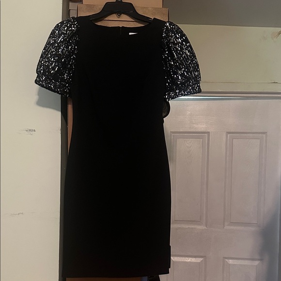 Calvin Klein Dresses & Skirts - Calvin Klein Black Dress with Sequin Sleeves